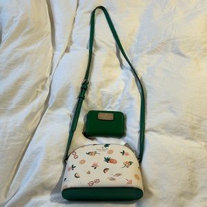 Kate Spade Kali pineapple dome crossbody handbag wallet bundle